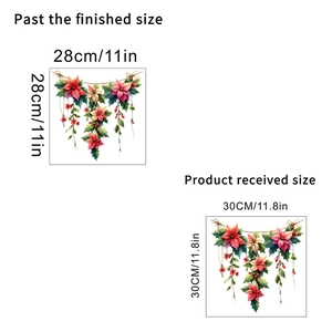Dettaglio delle dimensioni di 30x30cm e del risultato finale di 28cm degli adesivi natalizi