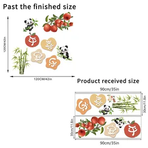 Detailed size guide for Panda and Bamboo wall stickers with 120x120cm dimensions