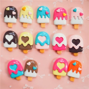 Colorful resin heart popsicle charms for DIY shoe clips and stationery accessories
