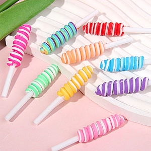Bunte Ton-Lutscher für DIY-Haarschmuck und Handyhüllen-Dekoration im Spiraldesign