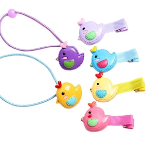 Cartoon chicken DIY hair accessories set with colorful clips and ties for kids craft