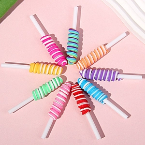10er-Set bunte Spiral-Lutscher-Anhänger aus Ton für DIY-Schmuck und Haarschmuck