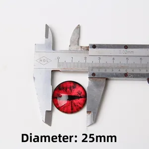 Λεπτομερής προβολή γυάλινου cabochon 25mm μάτι δράκου μετρημένο με ψηφιακό παχύμετρο