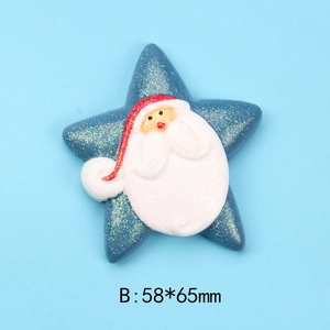 Christmas Santa resin flatback with blue glitter star base for DIY crafts and magnets