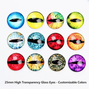 25mm transparent glass dragon eyes for DIY jewelry making and handicraft accessories
