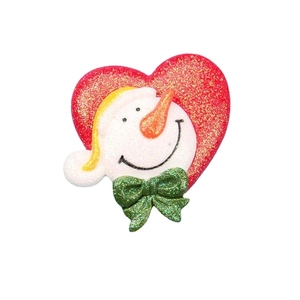 Glittery Christmas snowman heart resin flatback for DIY crafts and festive decorations