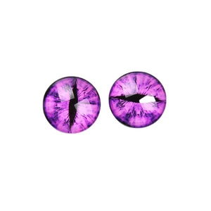 Pair of 25mm high-transparency glass dragon eyes with purple cat eye pupils for DIY crafts