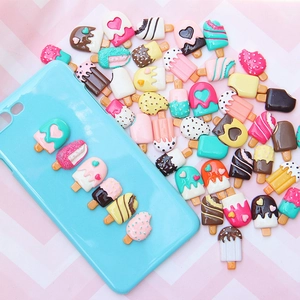 Assorted colorful resin ice cream cabochons used for DIY phone case decoration