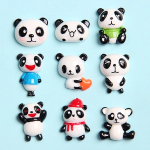 DIY Cartoon Panda Resin Patches For Phone Case Hair Accessories Decoration Handcraft Materials Kawaii Animal Resin Flatback
