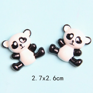 Macro view of cute 2.7x2.6cm resin panda DIY charms with glossy finish for phone case crafts