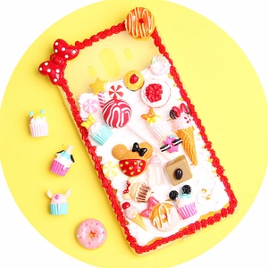 DIY resin polka dot bow and sweets charm set for phone case decoration accessories