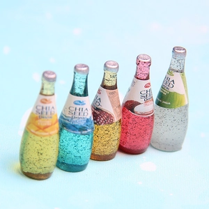 Miniature resin juice bottle set in 5 vibrant colors for DIY jewelry and crafts