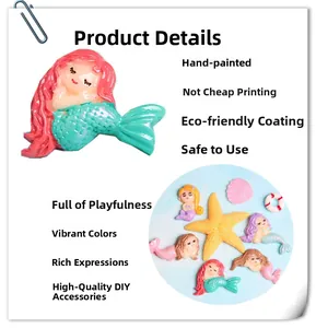 Detailed view of assorted resin mermaid and starfish charms for DIY hair accessories