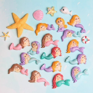 DIY colorful resin mermaid tails and ocean creatures for hair accessories and slime craft