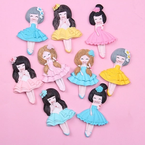 Accessoires de filles ballerines en résine colorée pour coques de téléphone et aimants DIY