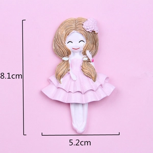 Figurine de ballerine mignonne en robe rose pour décoration et aimants, 8,1x5,2 cm
