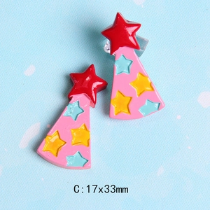 Dettaglio accessori capelli in resina rosa a stella con misura 17x33mm per creazioni fai-da-te