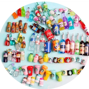Miniature resin beverage bottles and drink charms for creative DIY jewelry making