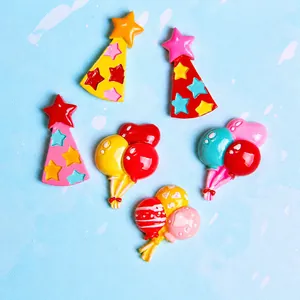 Accessori fai-da-te in resina con cappelli da festa e palloncini per ornamenti da bimba