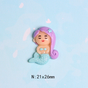 Detailed macro view of 21x26mm purple hair resin mermaid charm for DIY jewelry crafts