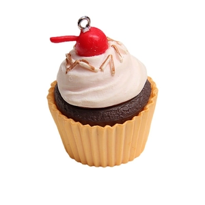 Portachiavi a forma di cupcake con ciliegia e crema per borse e accessori fai-da-te