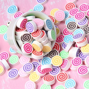 Colorful spiral marshmallow clay charms for DIY phone cases and slime craft accessories