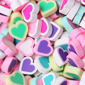 Colorful heart-shaped polymer clay slices for DIY crafts and phone case decoration