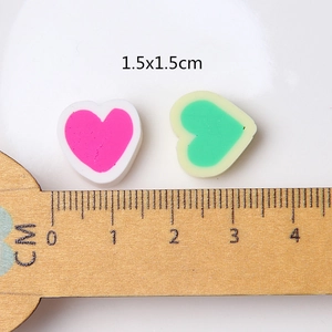 Miniature 1.5cm heart-shaped polymer clay marshmallow charms for DIY craft and slime