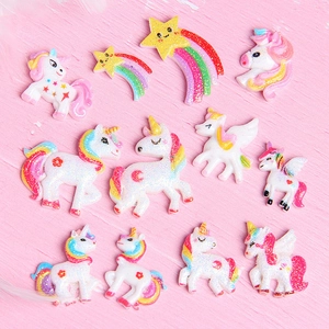 Glitzer Einhorn Regenbogen Stern Harz Cabochons Für DIY Basteln Schleim Füller Handyhülle Dekoration Kinder Haarschmuck