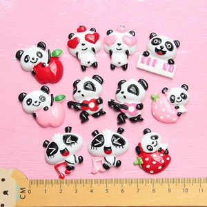 Set of 11 cute panda resin charms for DIY phone cases and hair accessories