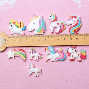 Rainbow unicorn resin charms kit for DIY shoe buckles and cream glue craft supplies