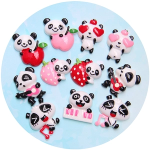 DIY resin panda charms for phone cases and hair clips with cute cartoon panda designs