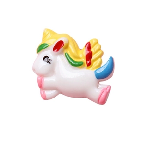 Cute resin unicorn figurine with colorful yellow mane and blue tail for DIY crafts