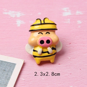 Figurine de cochon abeille en résine pour coques de téléphone, taille 2,3x2,8 cm