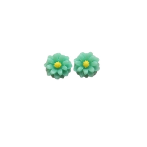 Eco-friendly mint green resin daisy flower charm with yellow core for DIY jewelry making