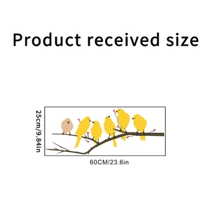 Detailed size specifications for bird and tree branch self-adhesive wall stickers 25x60cm