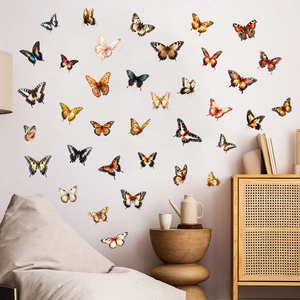 Vibrant 3D butterfly wall stickers set in various colors for home living room decor