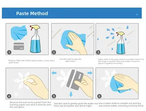 Step-by-step visual guide for installing Halloween window clings using the wet method