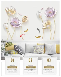 Detail of 3D tulip wall sticker with koi fish made of eco-friendly PVC material