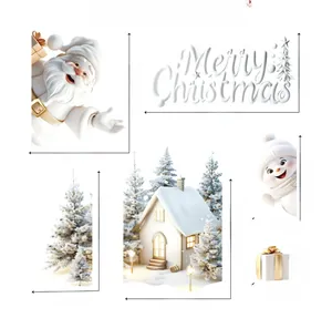 3D Christmas window clings size chart with Santa, snowman and pine tree dimensions