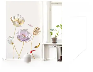 Detail of 3D tulip wall art featuring gold-edged petals and elegant koi fish accents