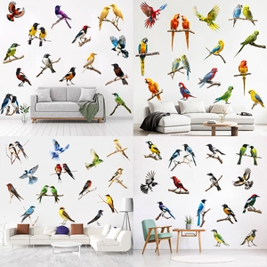 Waterproof PVC Bird Tree Branch Wall Stickers Colorful Parrot Magpie Swallow Wall Decals For Living Room Kids Bedroom Decor