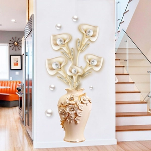 Elegant 3D wall decal with a pearl calla lily vase design for modern home decor