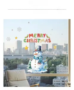 Festive Christmas window stickers with snowman, stars and Merry Christmas lettering