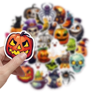 Waterproof PVC Halloween stickers set featuring pumpkin, ghost, and bat patterns
