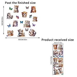 3D cartoon cat and butterfly wall stickers for living room decor set of ten
