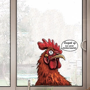 Modern Rooster Head Static Cling Window Sticker Removable Waterproof PVC Glass Decal For Fridge Car Window Home Decor