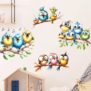 Cute bird on branch wall stickers for living room kids bedroom home decor