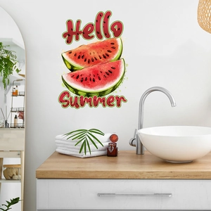 Sticker mural pastèque Hello Summer autocollant et imperméable pour la maison