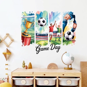 Sticker Mural Football PVC Imperméable Game Day Sports Trophée Stade Mural Décalcomanie pour Chambre d'Enfant Salon Décor